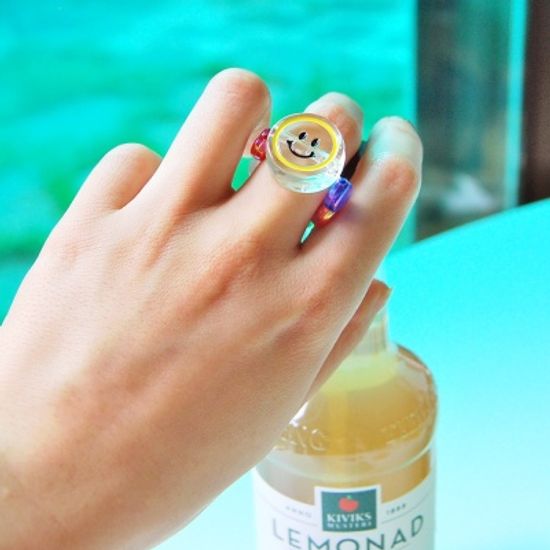 클리어 스마일 하트 반지