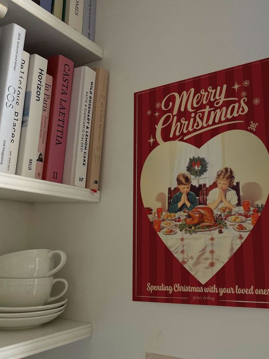 크리스마스 기도하는 아이들 빈티지 일러스트 포스터