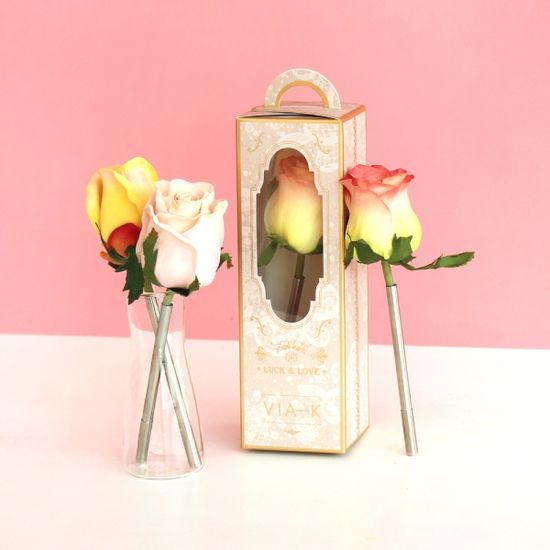 옐로우오렌지 타이니 로즈 장미 플라워펜 - yellow orange tiny rose flower pen