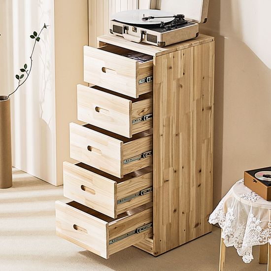 두리 삼나무 원목 5단 서랍장 400 (착불)