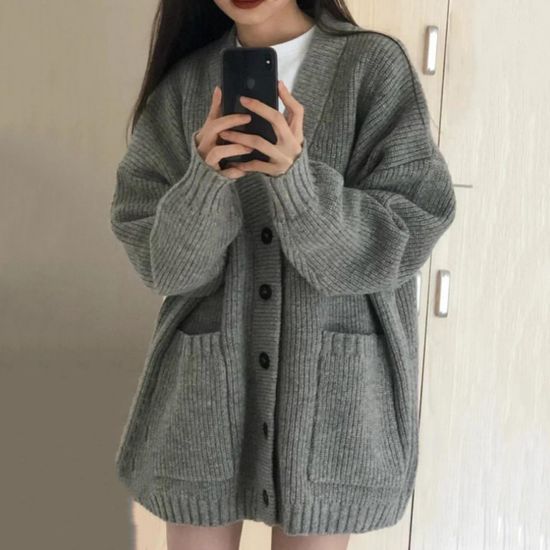 투포켓 하찌 롱 니트 가디건