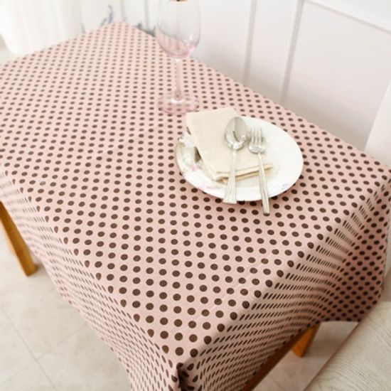 핑크 레트로 도트 면린넨 식탁보 테이블매트