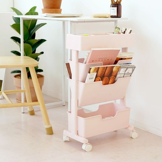 국내생산 모던슬림 북트롤리 4단-6단 이동식 책꽂이