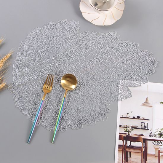 [쿠킹홈]테이블데코 나뭇잎 식탁매트 2p세트(실버)