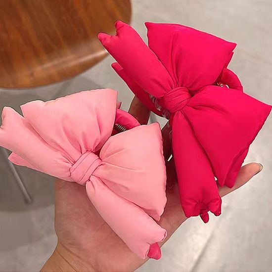 예쁜 패딩 왕리본 헤어 집게핀 여성 머리핀 헤어핀 삔