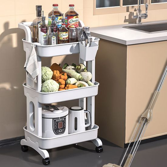 이동식 트롤리 틈새 수납장 주방 수납 선반 욕실 웨건