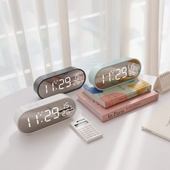 [무아스] 롤링팝 미러클락 LED탁상시계 온도 습도