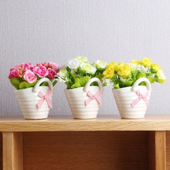 장미 바구니 조화화분/조경 인테리어 조화꽃 미니화분