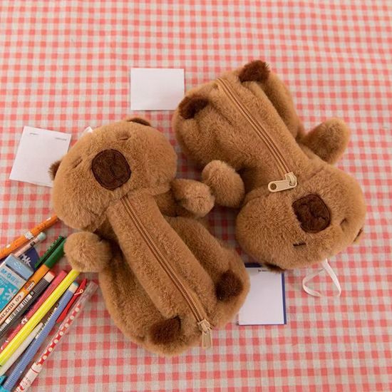 카피바라 강아지 생선 인형 캐릭터 천 필통 케이스