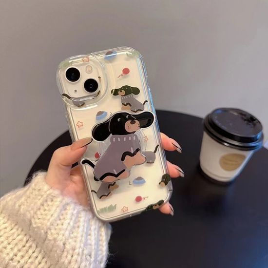 아이폰 14 13 12 11 펑키 강아지 하트 톡 그립 케이스