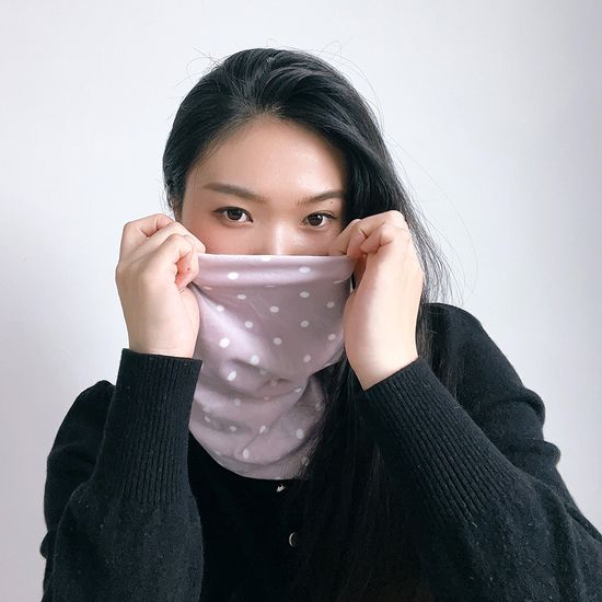 벨벳 도트 보온 넥워머 겨울 방한 멀티스카프 퍼플