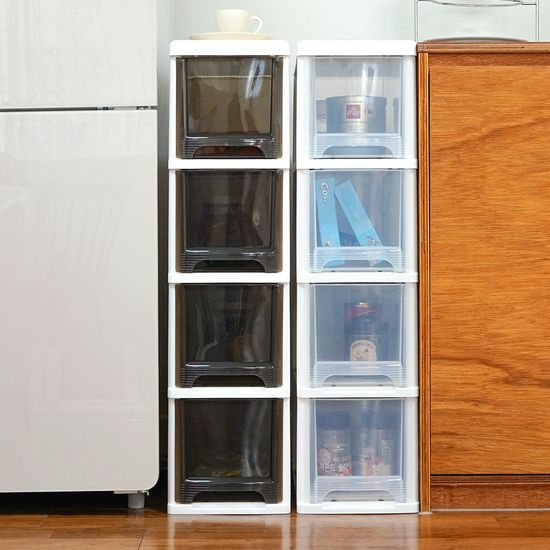 모던 틈새 슬림 서랍장 4단 (바퀴별매) 옷 수납장