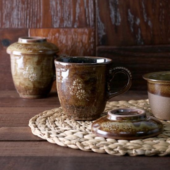 분청 도자기 거름망 뚜껑머그 260ml 