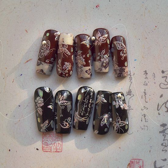 전통 자개 스티커 홀로그램 네일 아트 재료 