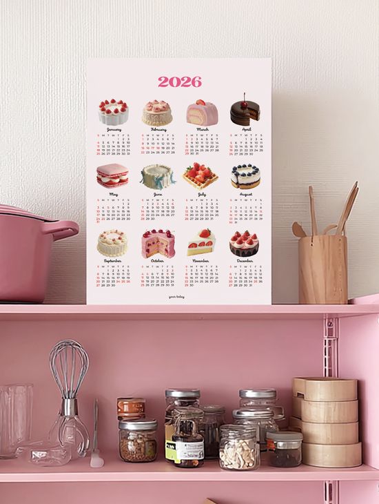 2026 카페 귀여운 빵 케이크 벽걸이 달력