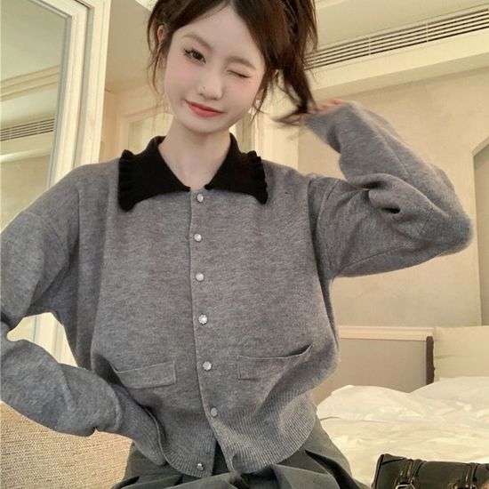 프릴 카라 시보리 가디건 USO-118(WD31D42)