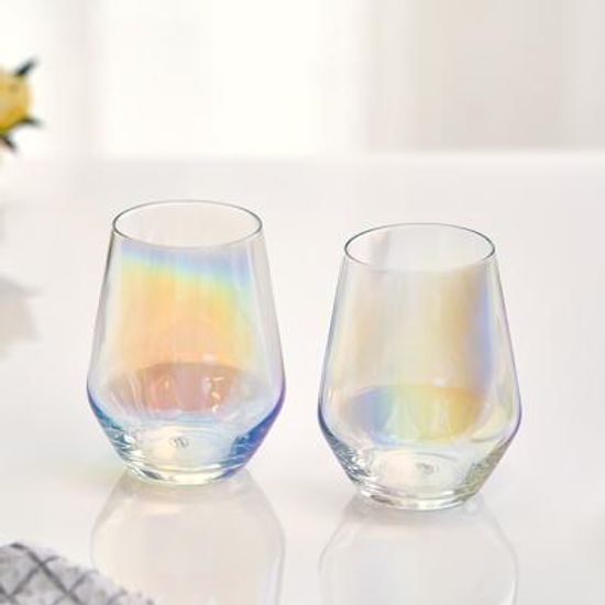 홀로그램 오로라 줄리 400ml 2P 홈카페유리컵