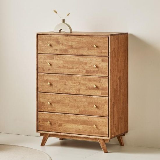 벤트 고무나무원목 드레스룸 서랍장 5단 900