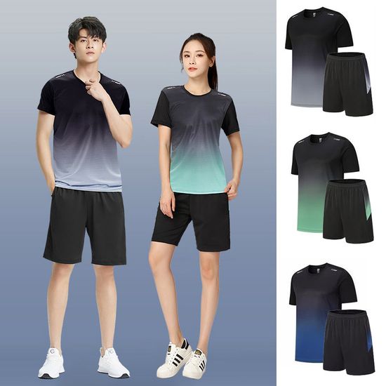 남여공용 그라데이션 반팔 트레이닝복 티셔츠
