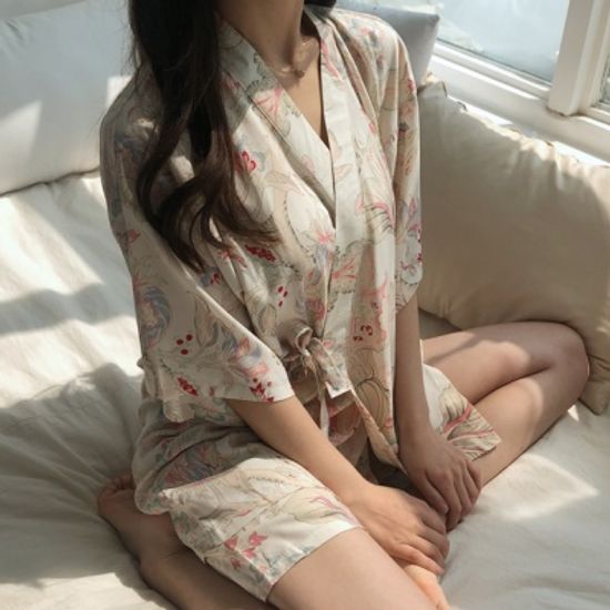 시원한 인견 잠옷 에스닉 랩 파자마
