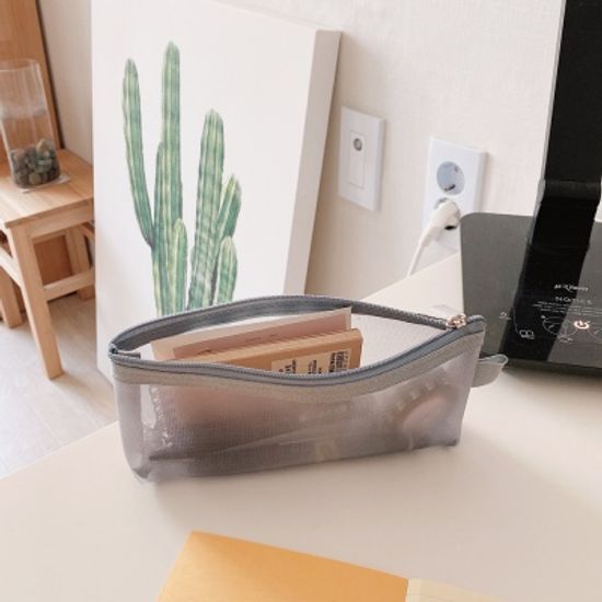 유어데일리 펜슬케이스 심플 메쉬 투명 망사 필통