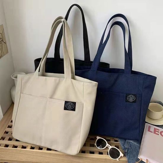 더블포켓 무지 데일리 숄더 에코백 3color (WC6A832)