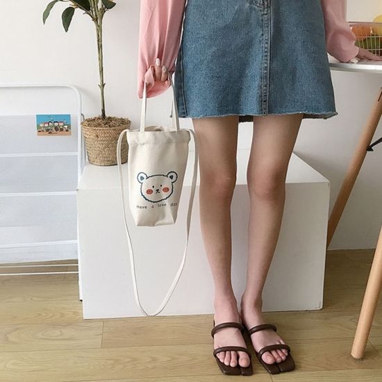 텀블러파우치 미니 캔버스 곰돌이 천 가방 DD-12067[W