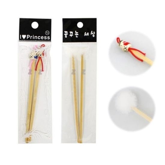 대나무 귀이개 2p 약12.5cm 인형 솜털(W7204A7)