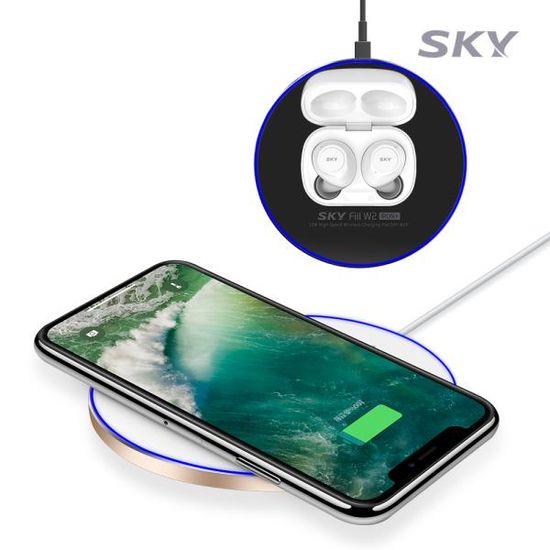 스카이 필 LED 고속 15W 핸드폰 무선 충전기 메탈 W2P