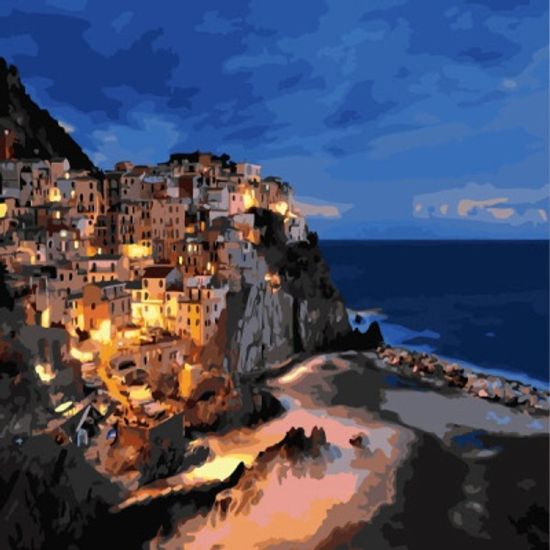 MS7262친퀘테레 마나롤라 마을의 야경 size40x50cm