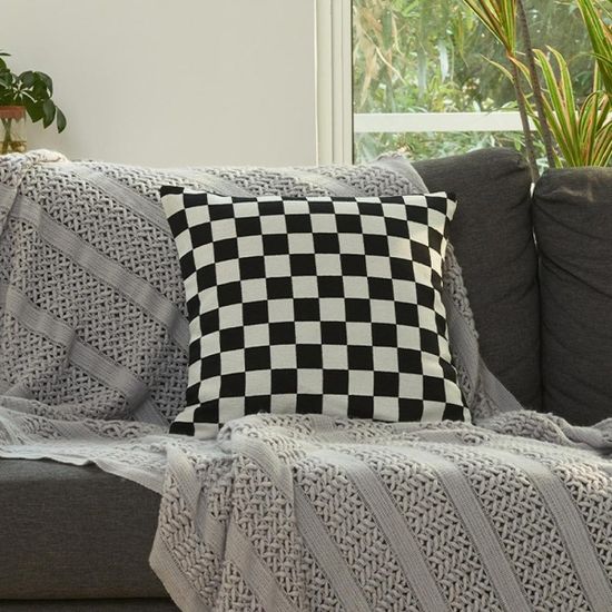 클라모프 모던 체커보드 체크 사각 인테리어 쿠션
