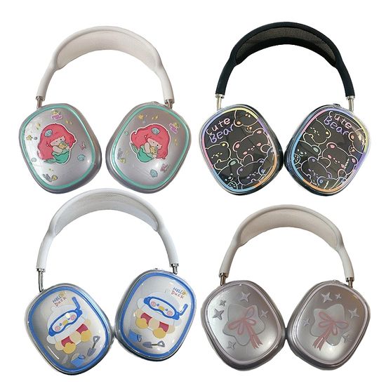 에어팟 맥스 캐릭터 투명 젤리 커버 헤드셋 캡 케이스