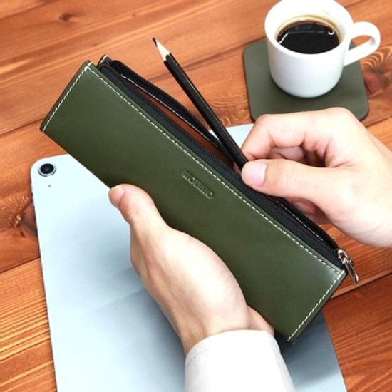 고등학생 대학생 가죽 필통 지퍼 고급 펜 케이스