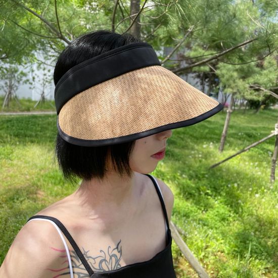 라탄 자외선 썬캡 모자 햇빛 가리개 챙 넓은 여름