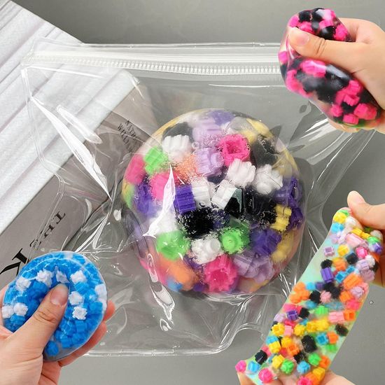 블럭 슬라임공 pvc백 타바 스퀴시 말랑이 젤리볼 토이