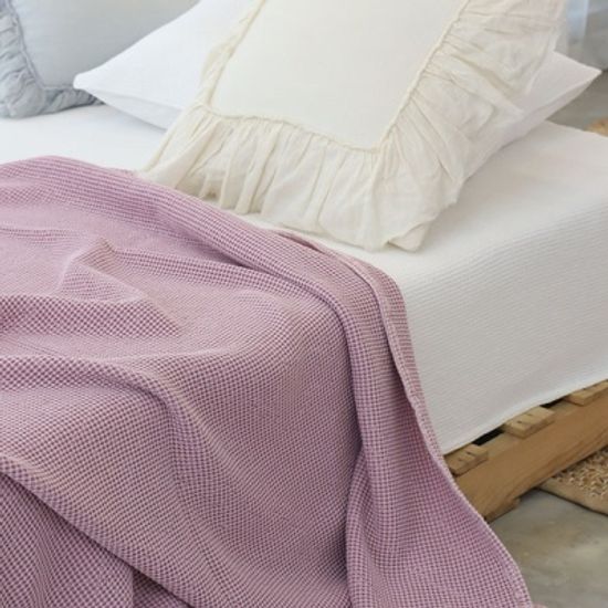 꿀잠 모달와플 피그먼트 이불 겸용 스프레드 -퍼플