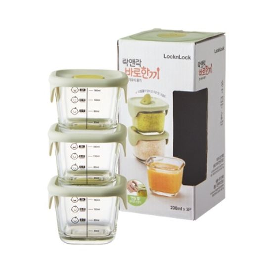 락앤락 바로한끼 이유식 정사각용기 230ml 3개세트
