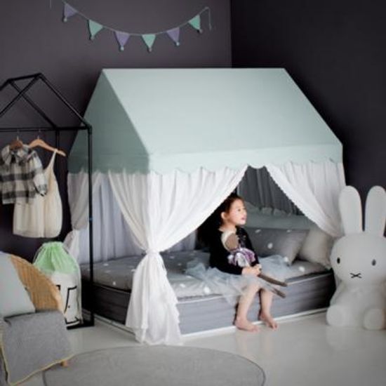하우스 키즈침대 솔리드 캐노피 민트 (L사이즈)