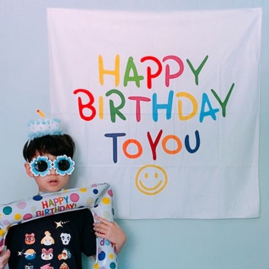 스마일 해피버스데이 생일 패브릭 포스터