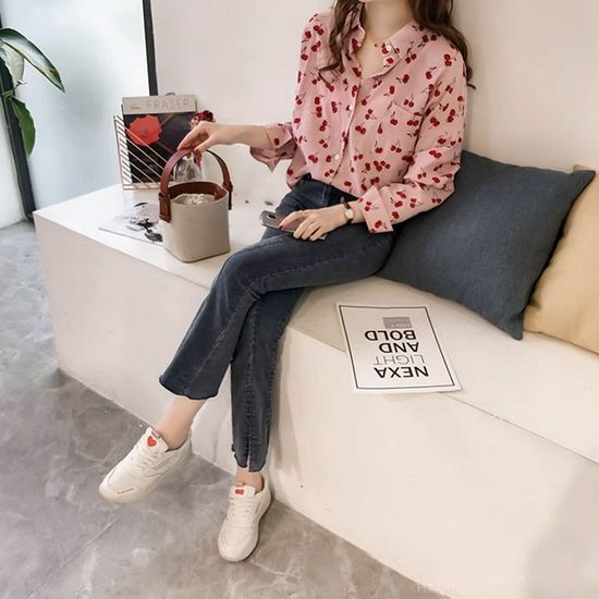 아처 가슴 포켓 체리 블라우스 500313(WCFF0D3)