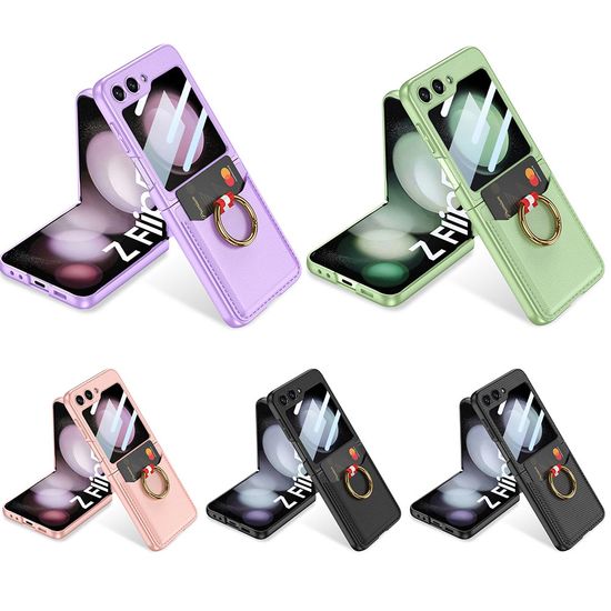 갤럭시 Z플립5 스마트링 카드 지갑 슬림 가죽 케이스