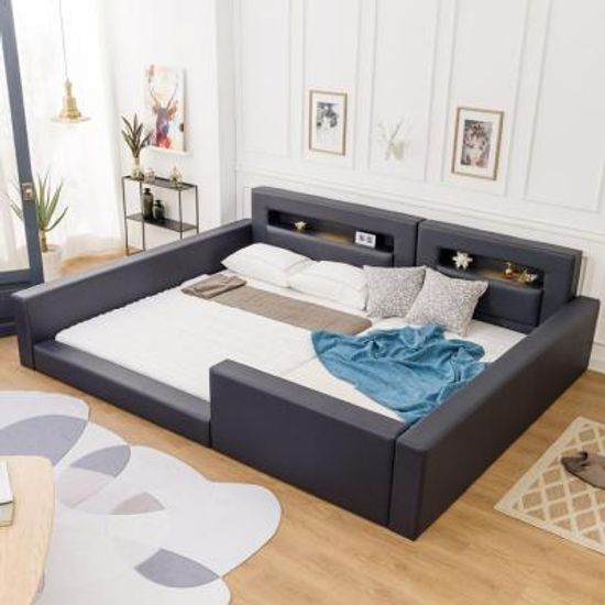 [노하우] 라엘 LED 가죽 패밀리침대 Q+SS_벙커형