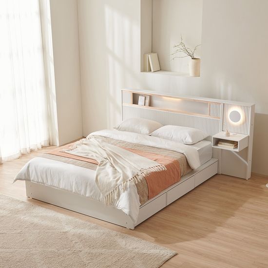 트리플 편백 원목침대Q/K 프레임 (사이드패널1개)