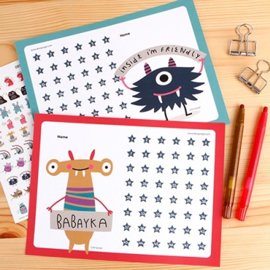 [기성]칭찬스티커판 set 해피몬스터