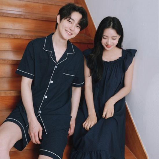 시원한 도비면 소재 메이트 커플 여름 민소매 잠옷 