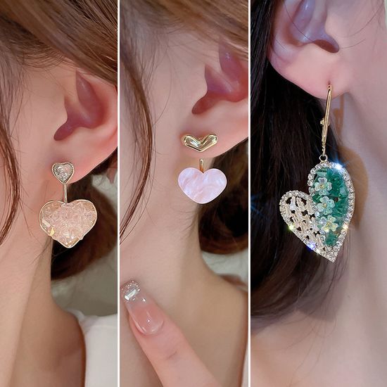 큐티 하트 큐빅 볼드 링 귀걸이 이어링 패션 귀고리