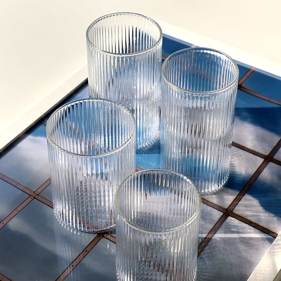 노리 스트라이프 내열유리 컵 4size 택1