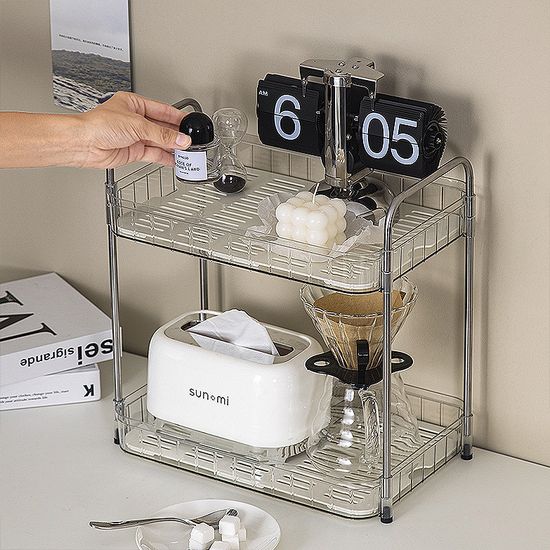 글로시 2단 주방 이동식 수납 선반 컵 거치대 건조대
