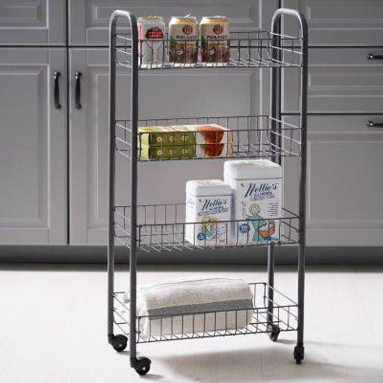 메탈텍스 피사 4단 이동식 팬트리 크림/그레이/레드