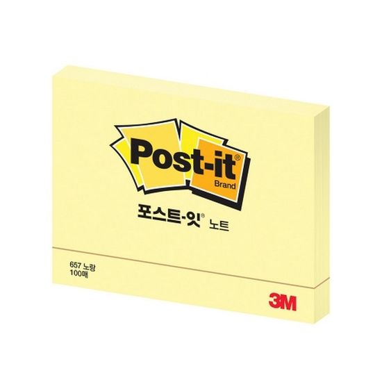 3M 포스트잇 일반 657 노랑 102X76 100매